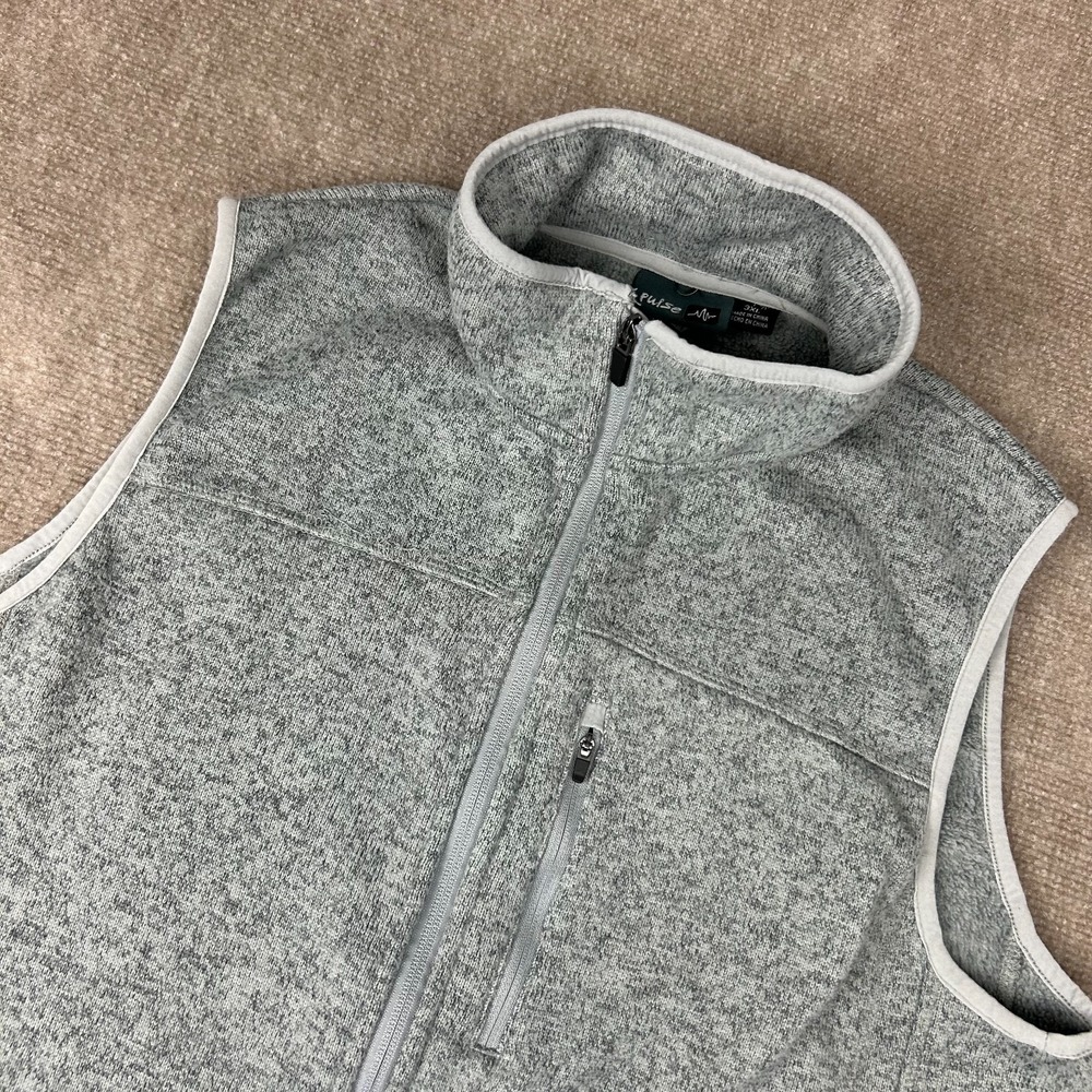 Pulse Vest Mens 3XL Heather Gray Fleece Lined Mock Neck Full Zip Winter Outdoor